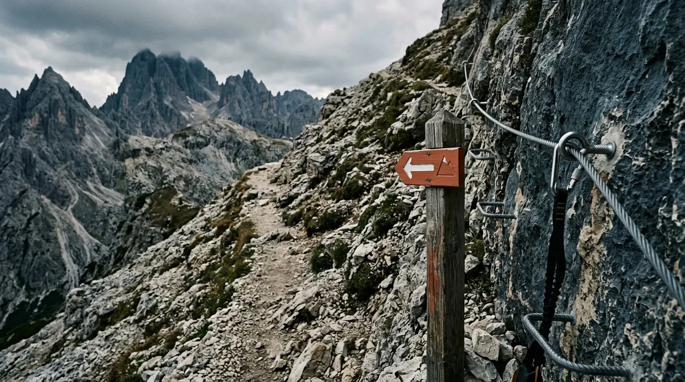 Sentier d’échappatoire quittant un parcours de via ferrata